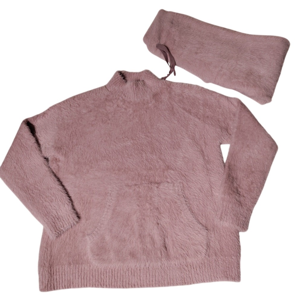 Mer‎ Sea fuzzy mock neck sweater (Sz S/M) and pants (Sz M) set mauve pink